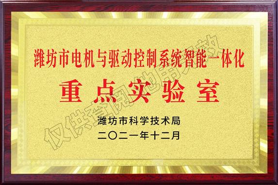 濰坊市“電機(jī)與驅(qū)動控制系統(tǒng)智能一體化重點實驗室”